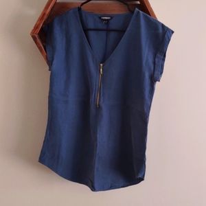 Express navy cap sleeve blouse (S)